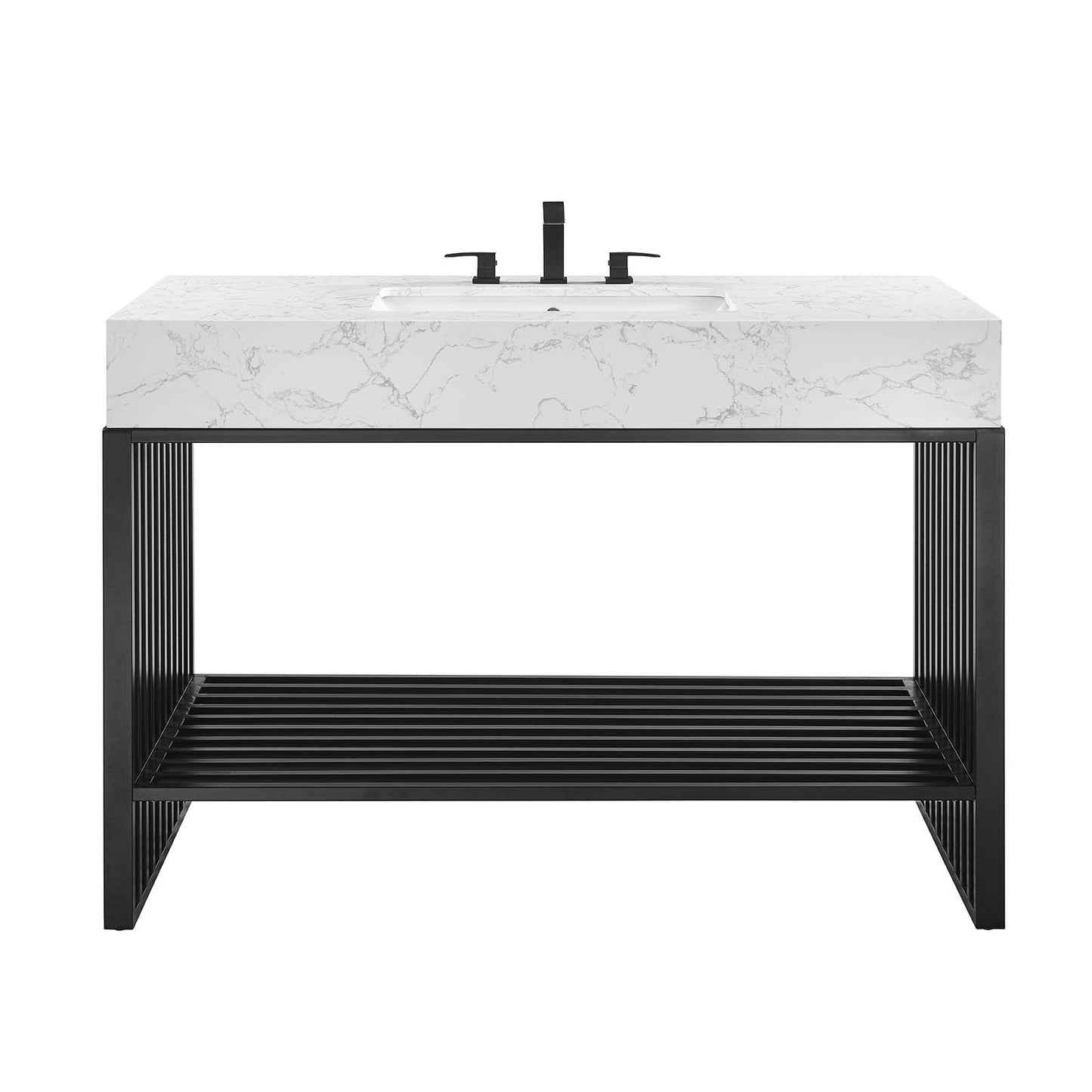 Gridiron 48" Bathroom Vanity White Black EEI-6110-WHI-BLK