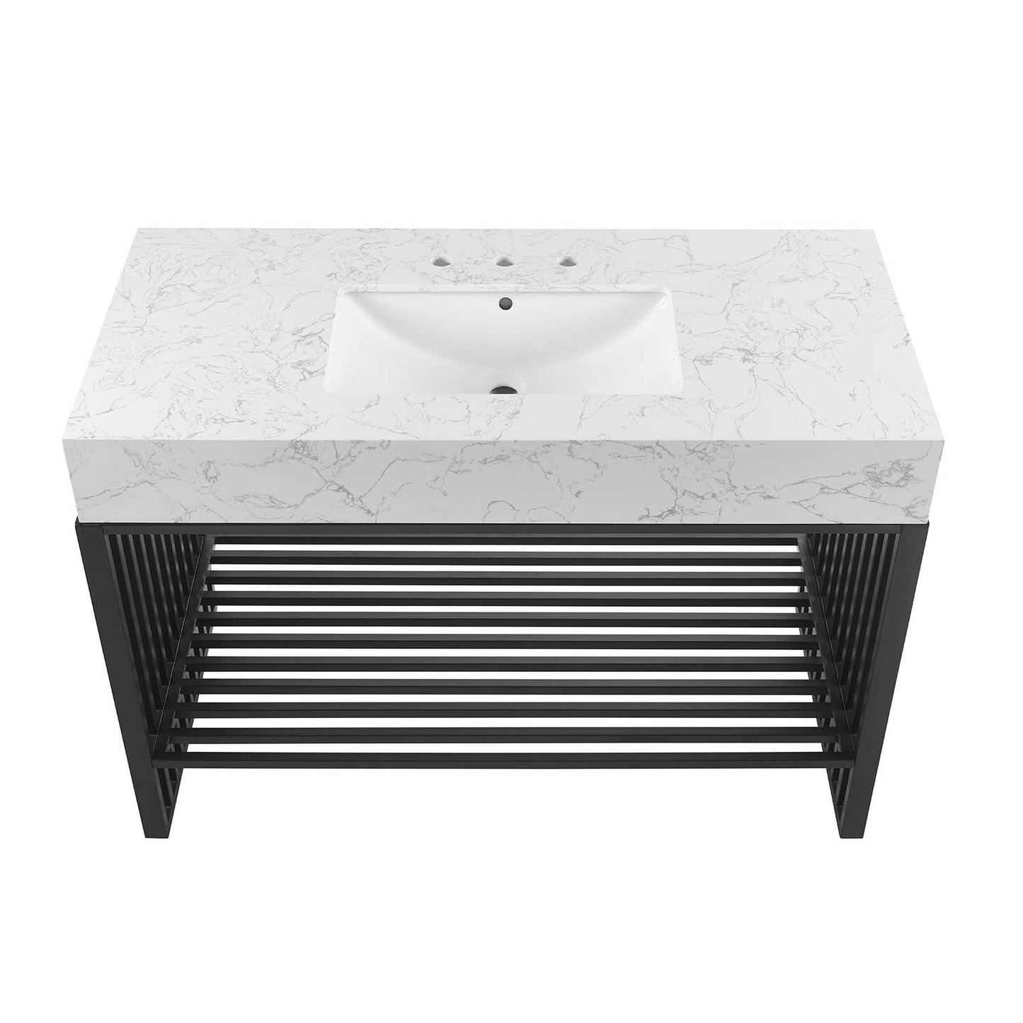 Gridiron 48" Bathroom Vanity White Black EEI-6110-WHI-BLK