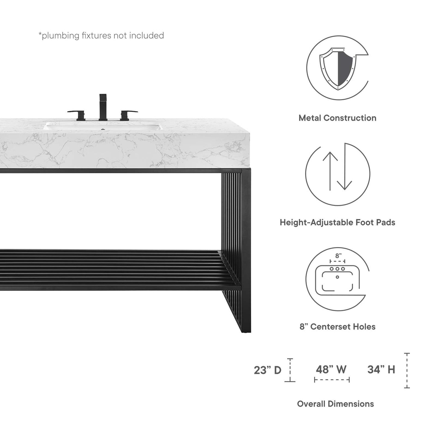 Gridiron 48" Bathroom Vanity White Black EEI-6110-WHI-BLK