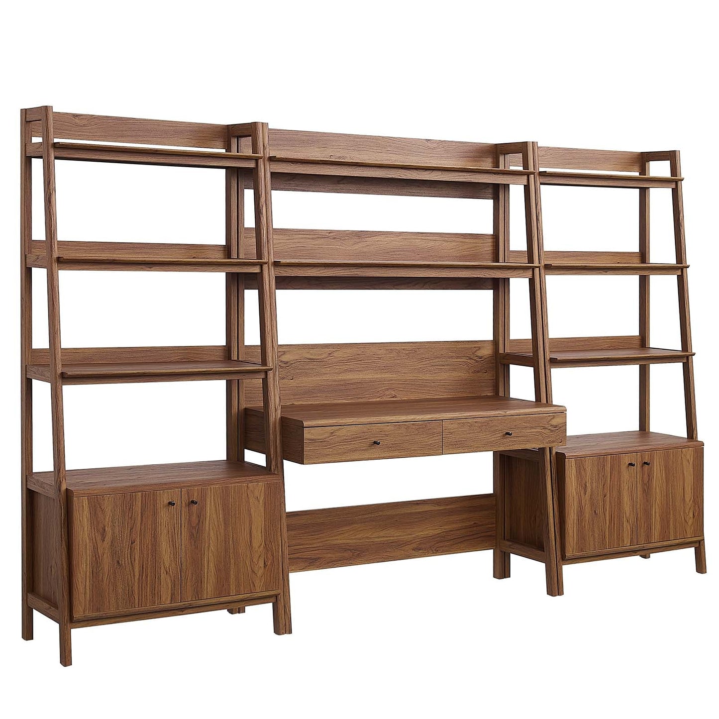 Bixby 3-Piece Wood Office Desk and Bookshelf Walnut EEI-6115-WAL