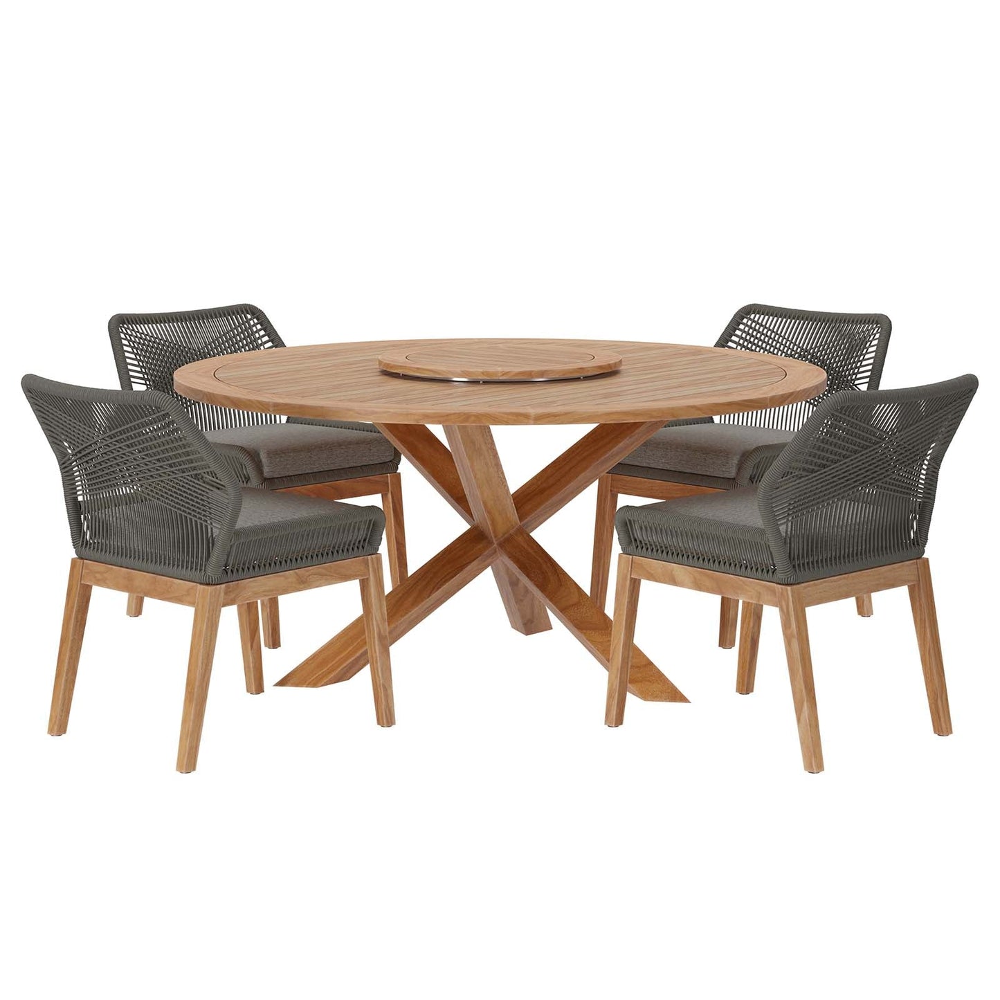 Wellspring 5-Piece Outdoor Patio Teak Wood Dining Set Gray Graphite EEI-6118-GRY-GPH