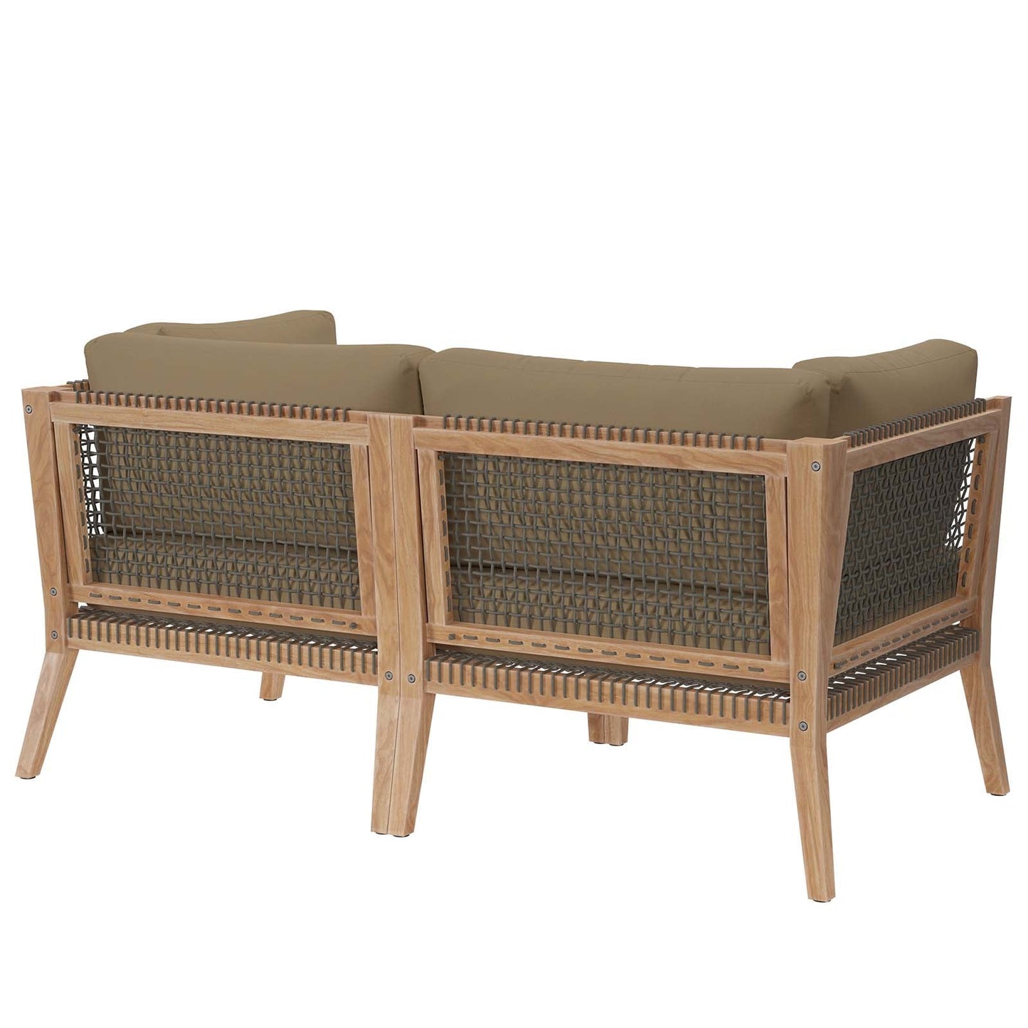 Clearwater Outdoor Patio Teak Wood Loveseat Gray Light Brown EEI-6119-GRY-LBR