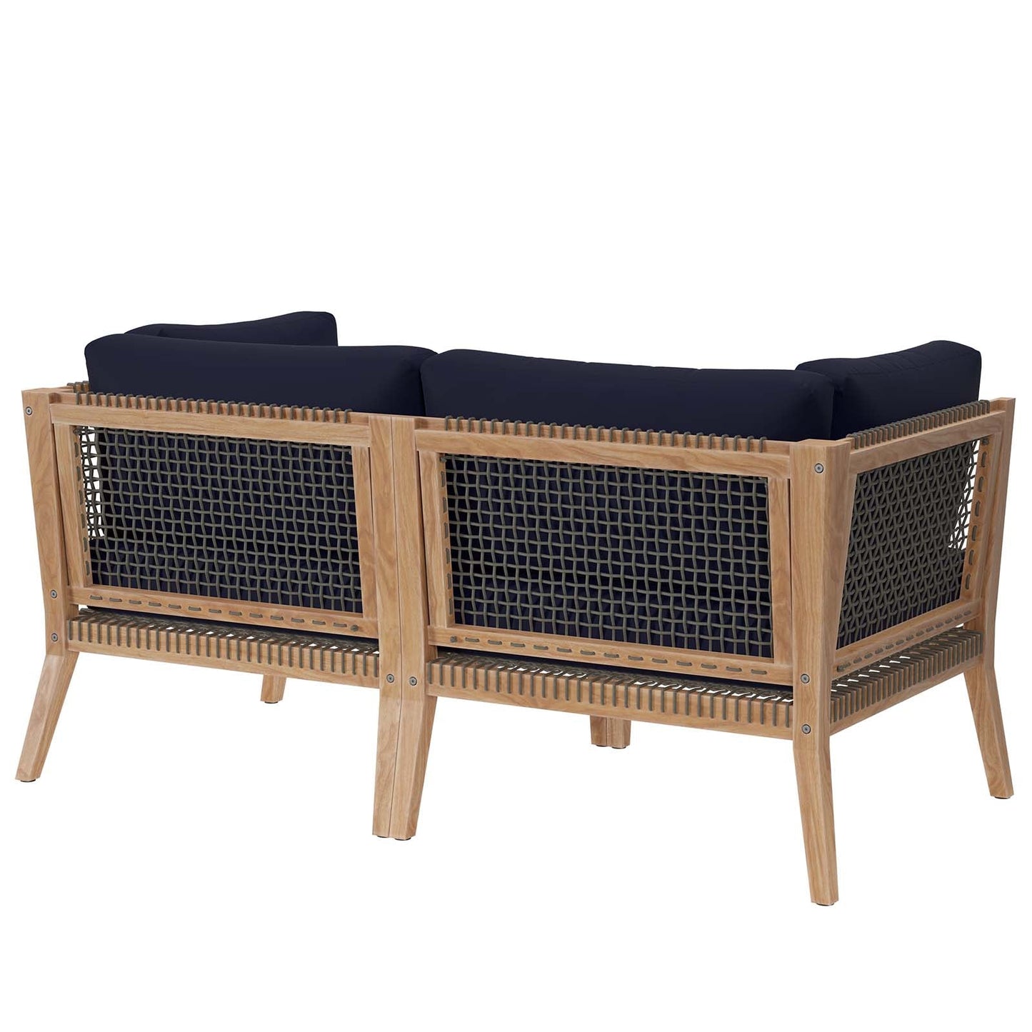 Clearwater Outdoor Patio Teak Wood Loveseat Gray Navy EEI-6119-GRY-NAV