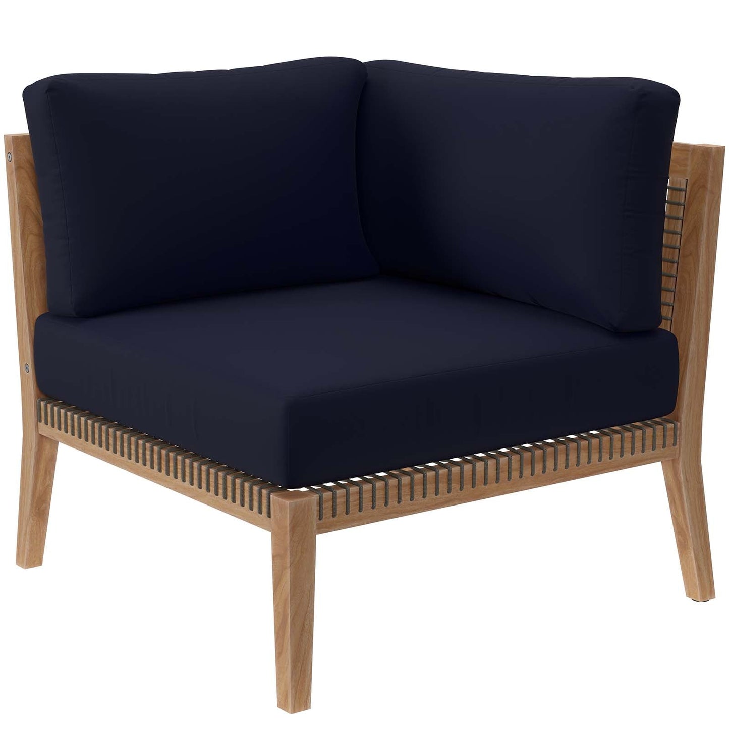 Clearwater Outdoor Patio Teak Wood Loveseat Gray Navy EEI-6119-GRY-NAV