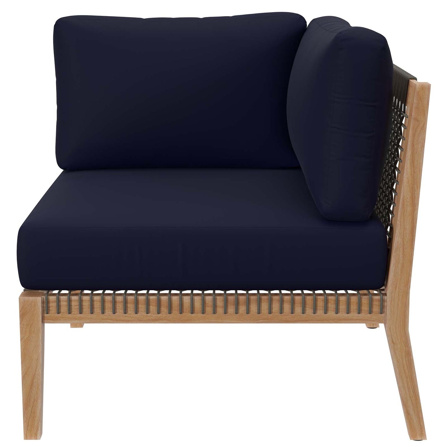 Clearwater Outdoor Patio Teak Wood Loveseat Gray Navy EEI-6119-GRY-NAV