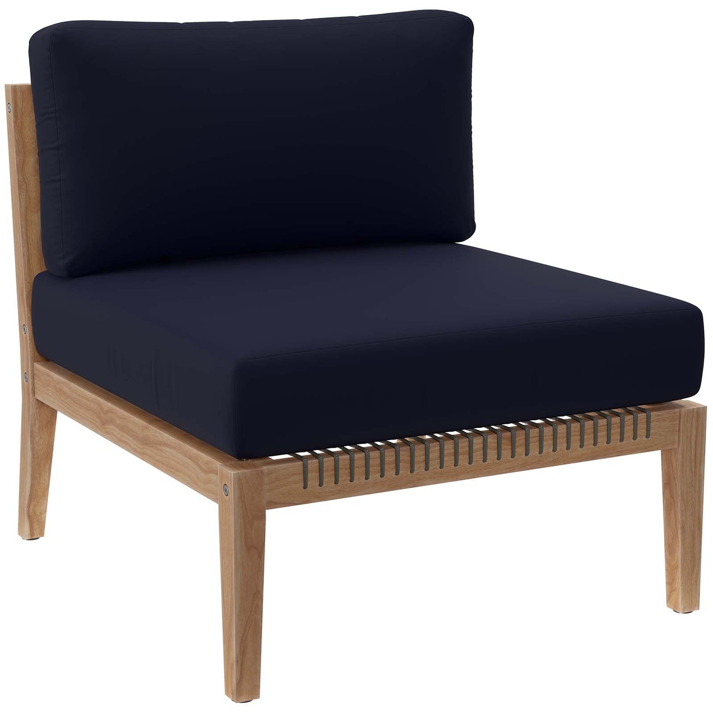 Clearwater Outdoor Patio Teak Wood Sofa Gray Navy EEI-6120-GRY-NAV