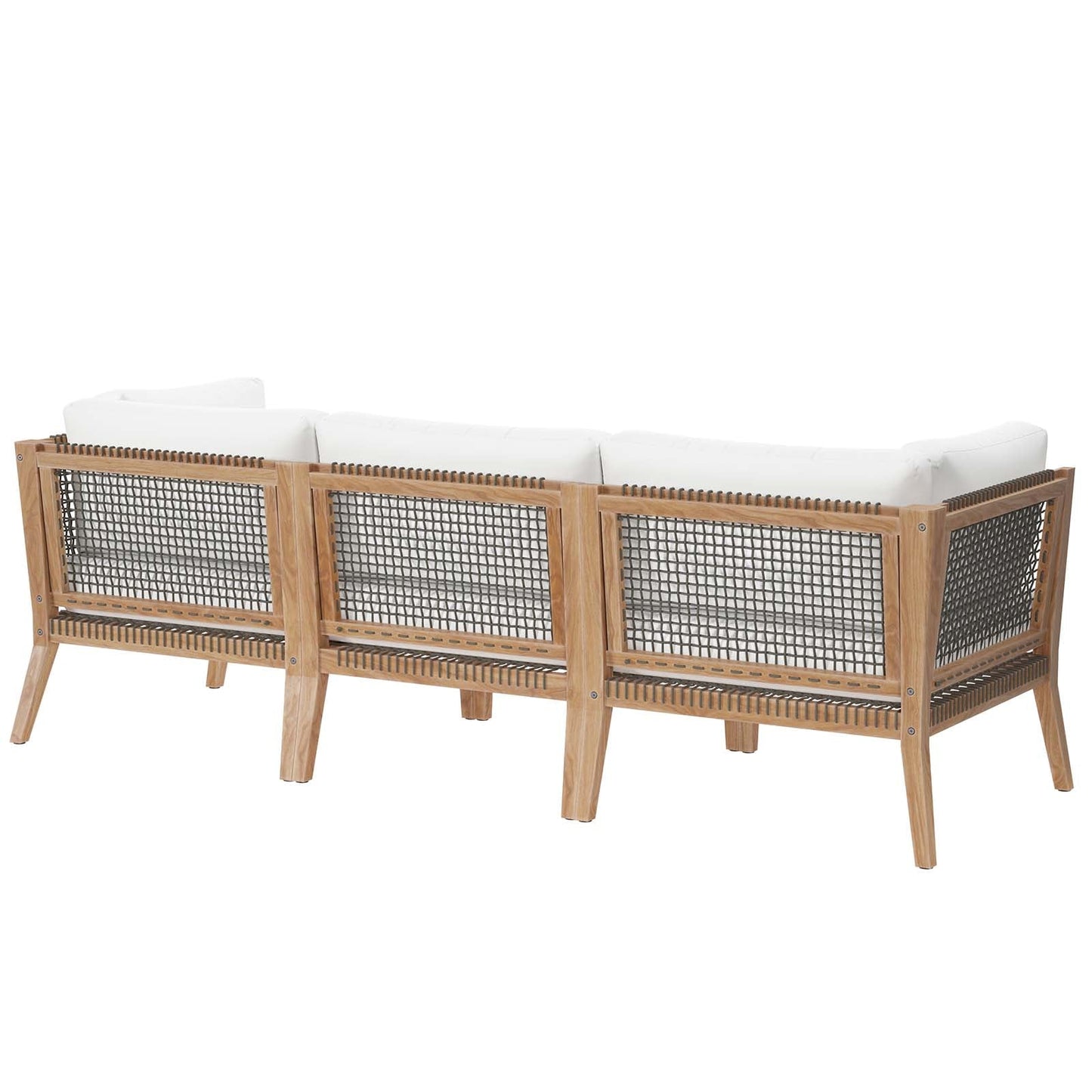 Clearwater Outdoor Patio Teak Wood Sofa Gray White EEI-6120-GRY-WHI