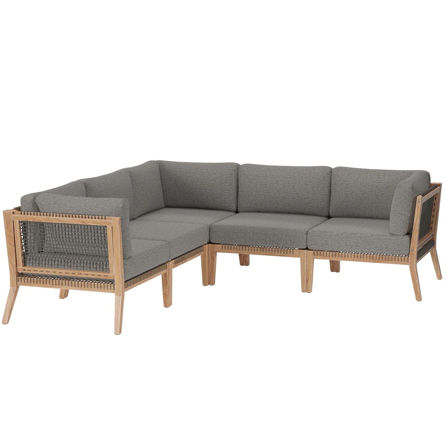 Clearwater Outdoor Patio Teak Wood 5-Piece Sectional Sofa Gray Graphite EEI-6123-GRY-GPH