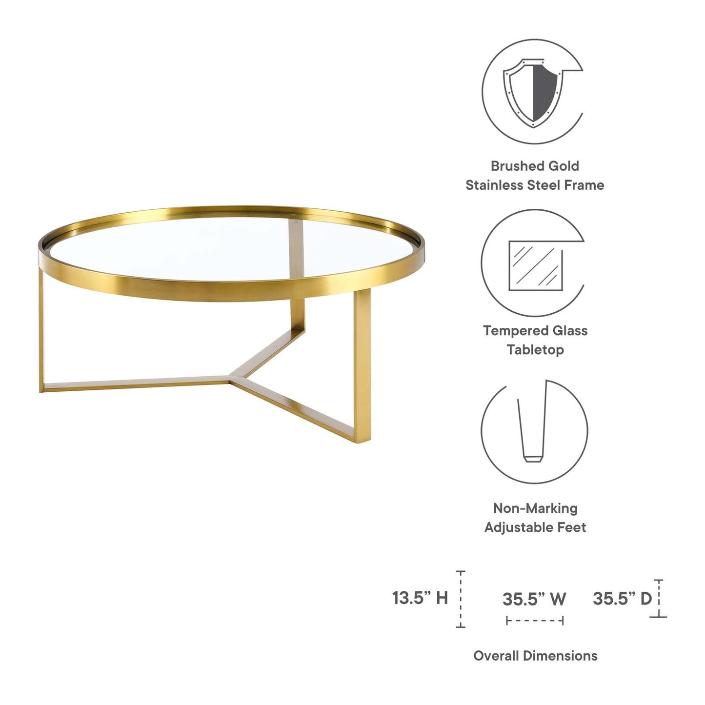 Relay Coffee Table Gold EEI-6153-GLD