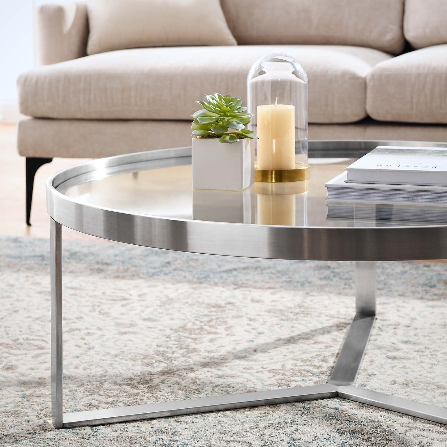 Relay Coffee Table Silver EEI-6154-SLV