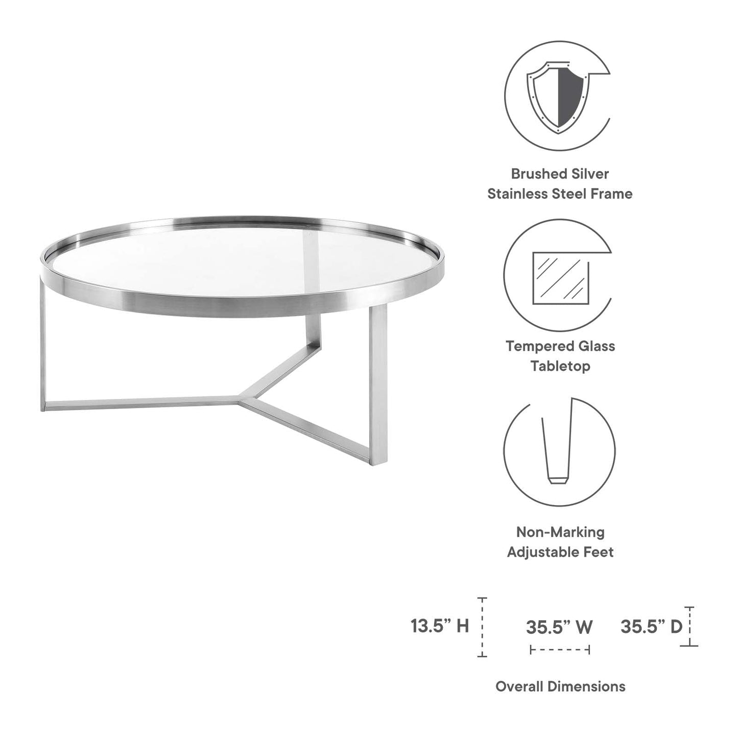 Relay Coffee Table Silver EEI-6154-SLV