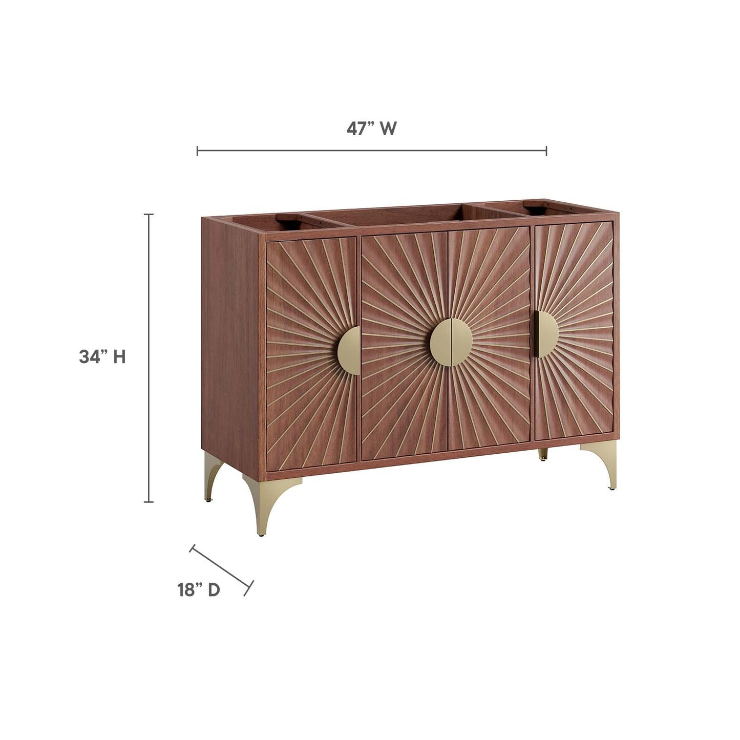 Daylight 48" Single Sink Compatible (Not Included) Bathroom Vanity Cabinet Walnut EEI-6168-WAL