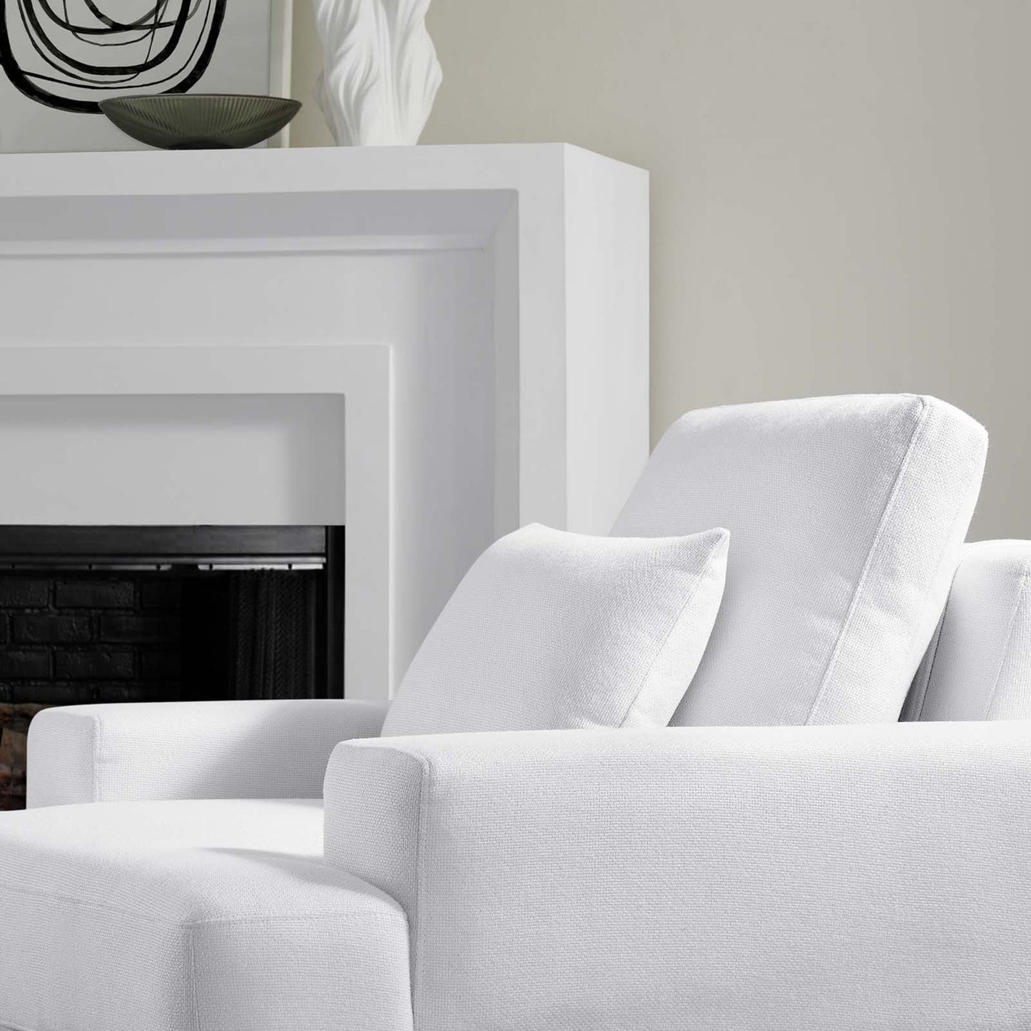 Proximity Upholstered Fabric Armchair White EEI-6216-WHI