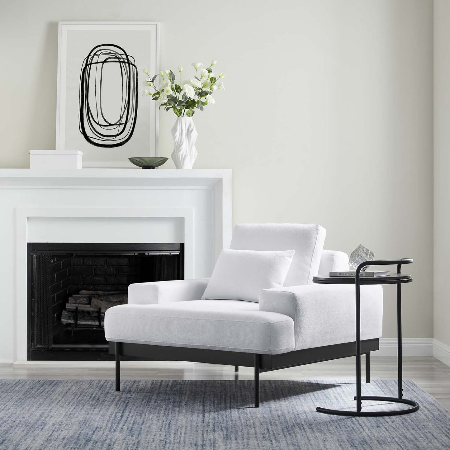 Proximity Upholstered Fabric Armchair White EEI-6216-WHI