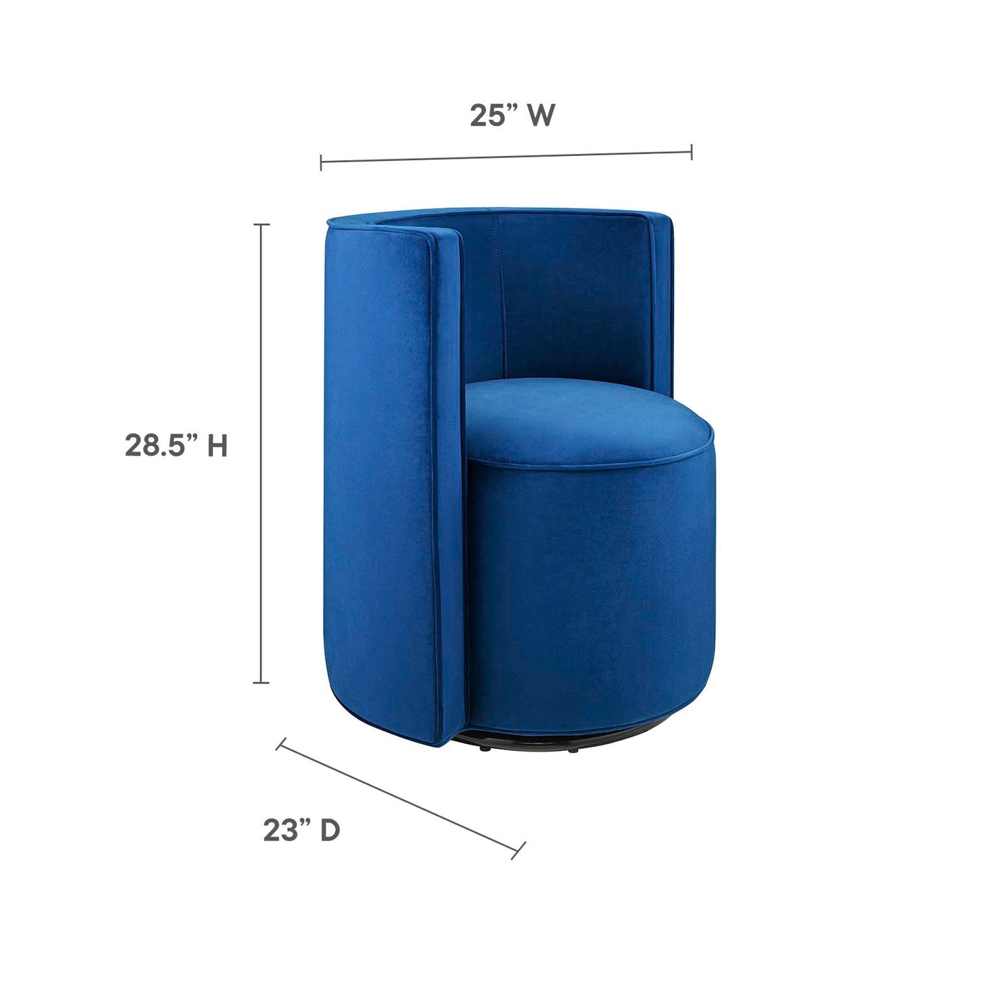 Della Performance Velvet Fabric Swivel Chair Navy EEI-6222-NAV