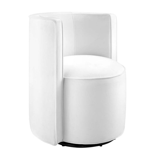 Della Performance Velvet Fabric Swivel Chair White EEI-6222-WHI