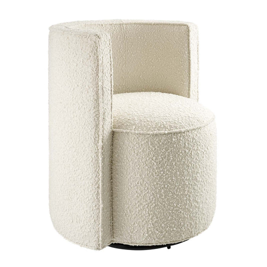 Della Boucle Fabric Swivel Chair Ivory EEI-6223-IVO