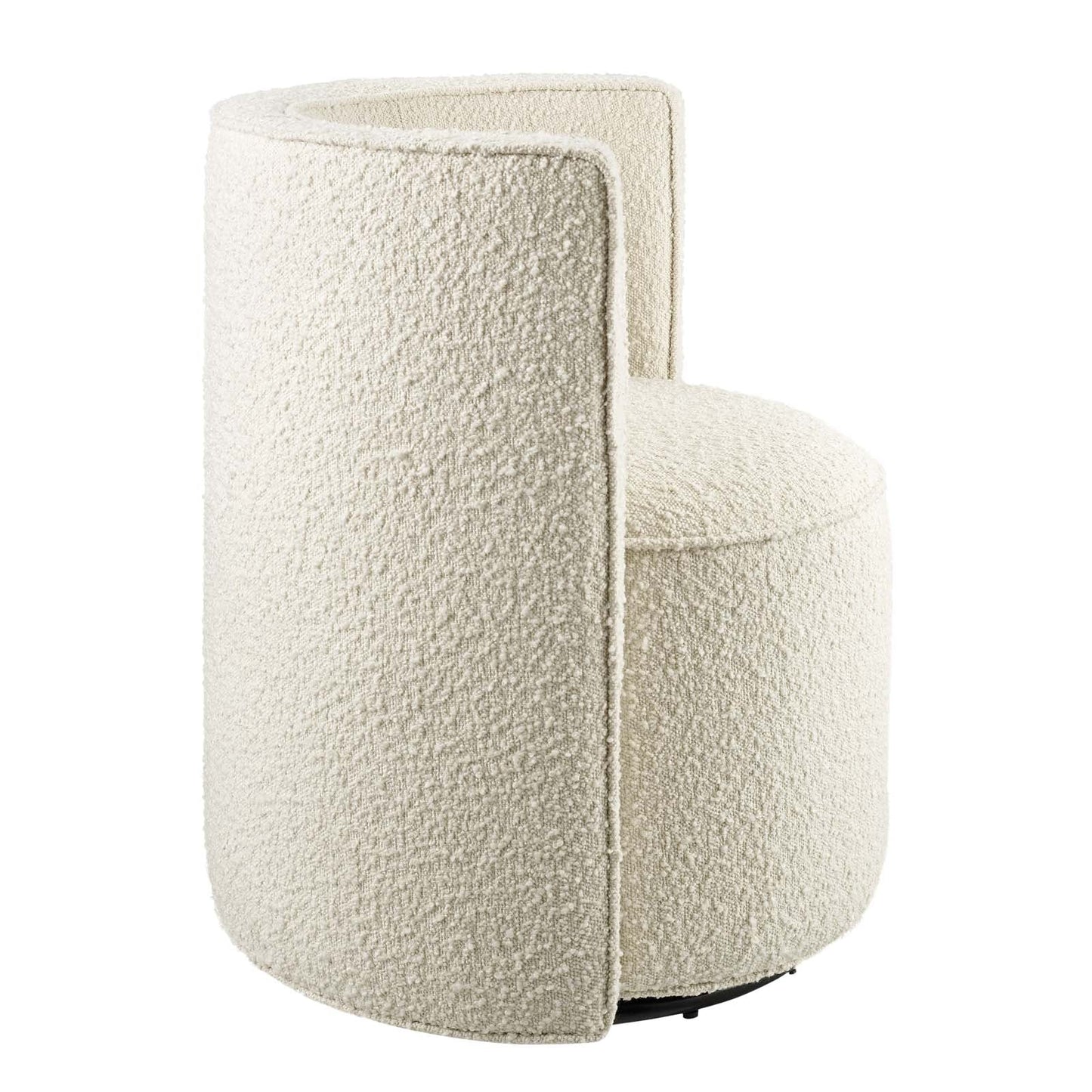 Della Boucle Fabric Swivel Chair Ivory EEI-6223-IVO