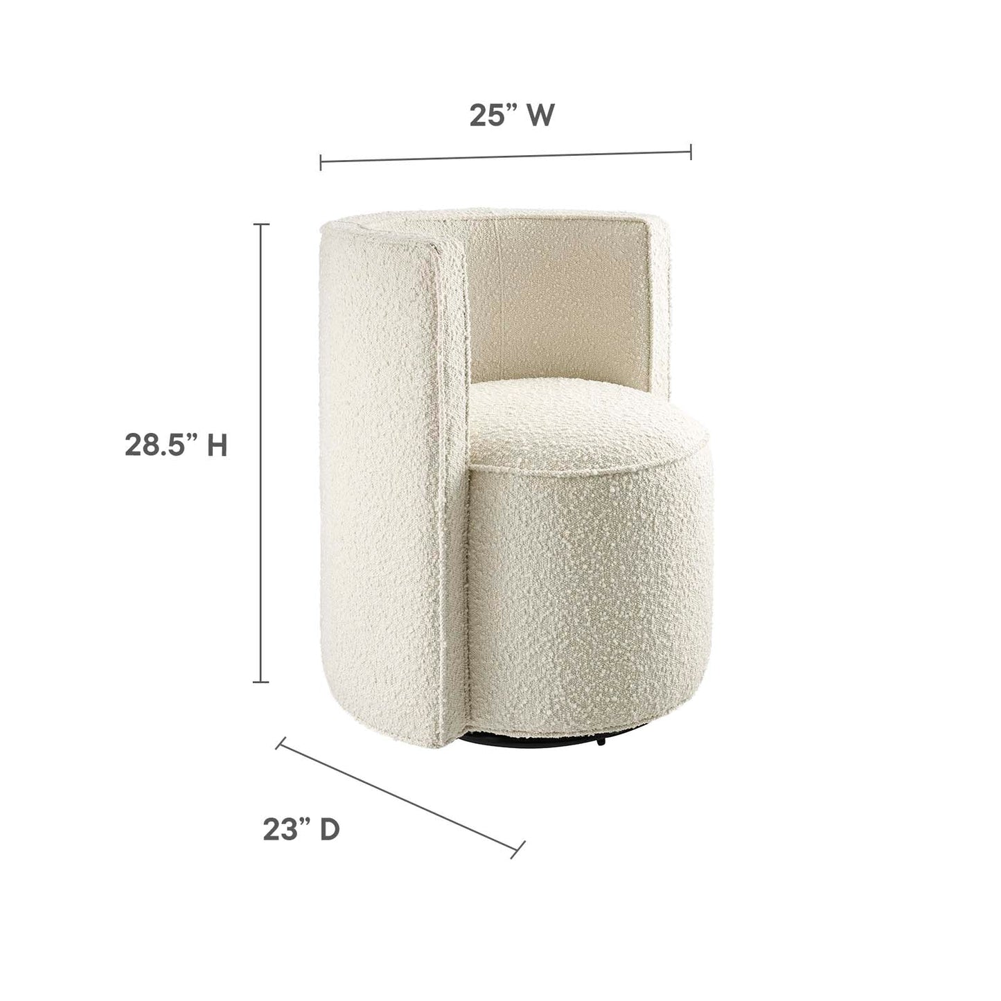 Della Boucle Fabric Swivel Chair Ivory EEI-6223-IVO