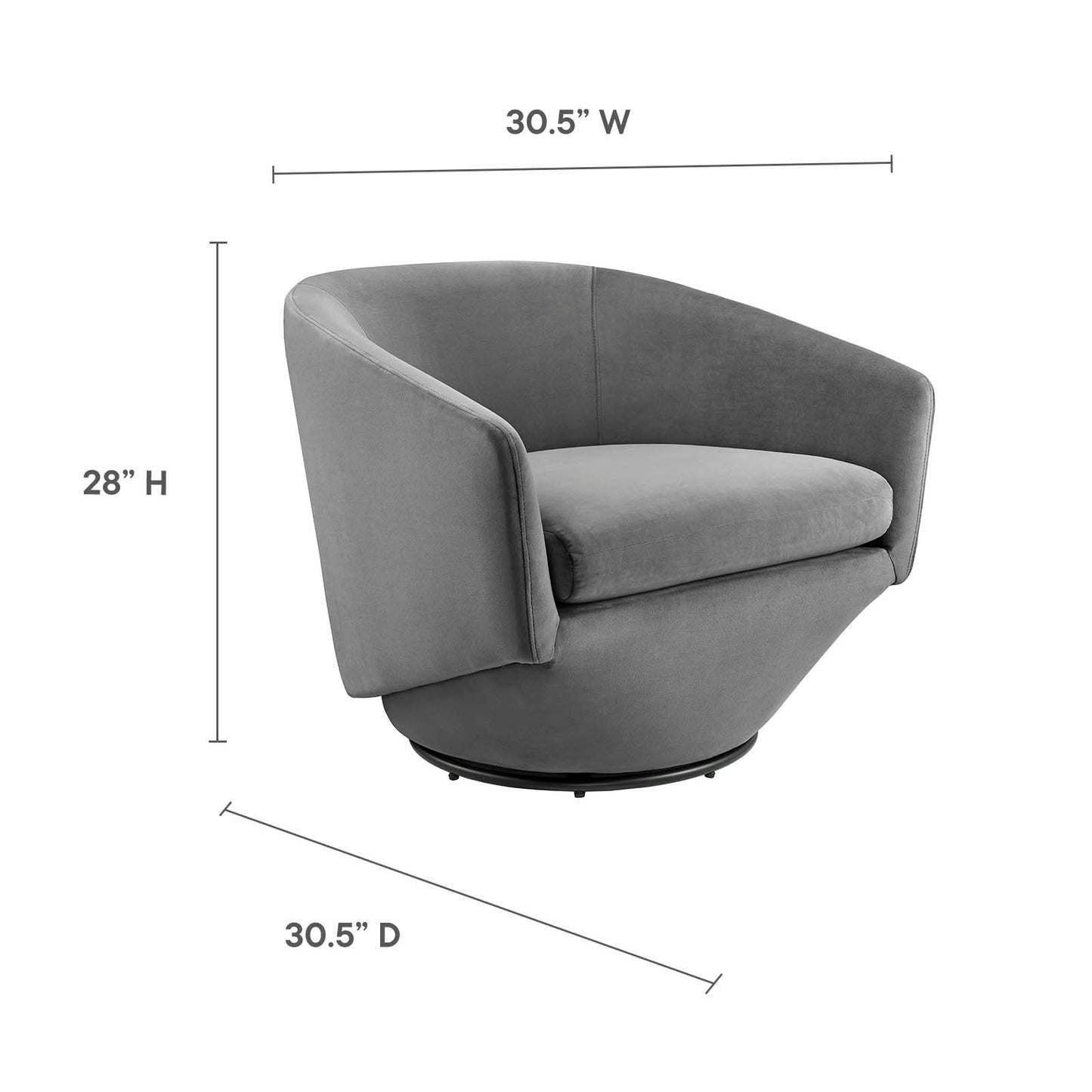 Series Performance Velvet Fabric Swivel Chair Gray EEI-6224-GRY