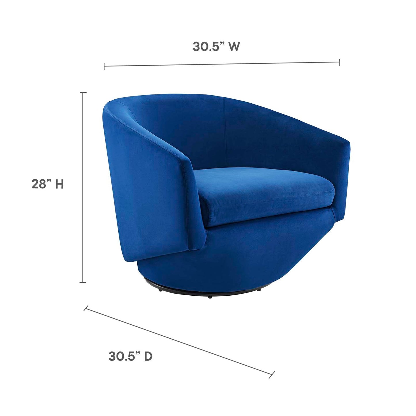 Series Performance Velvet Fabric Swivel Chair Navy EEI-6224-NAV