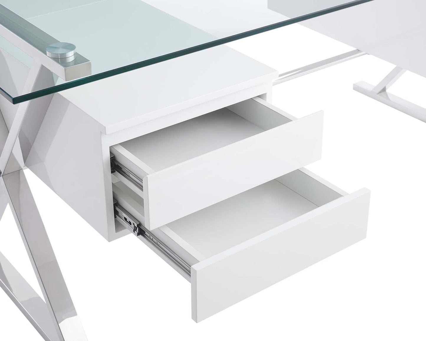 Sector 71" Glass Top Glass Office Desk White EEI-6226-WHI