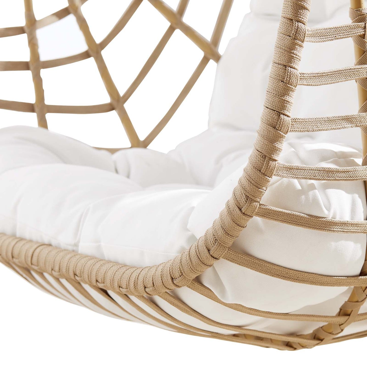 Amalie Wicker Rattan Outdoor Patio Rattan Swing Chair without Stand Natural White EEI-6261-NAT-WHI