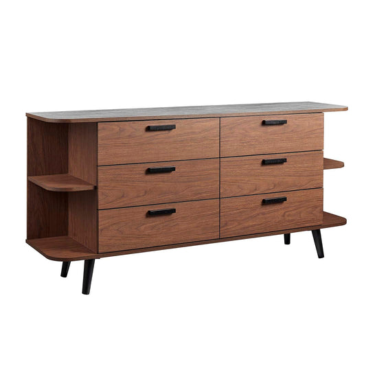 Langston Open Display Storage Sideboard Walnut Gray EEI-6281-WAL-GRY