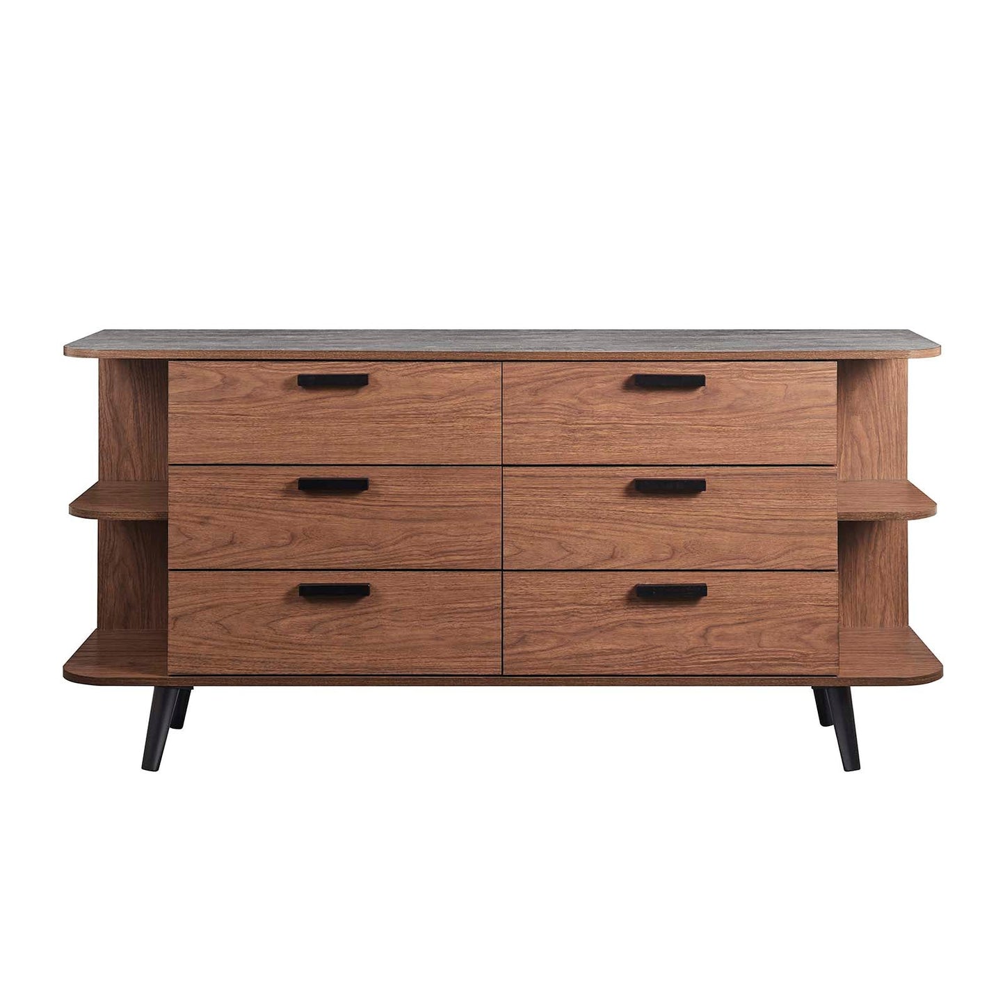 Langston Open Display Storage Sideboard Walnut Gray EEI-6281-WAL-GRY