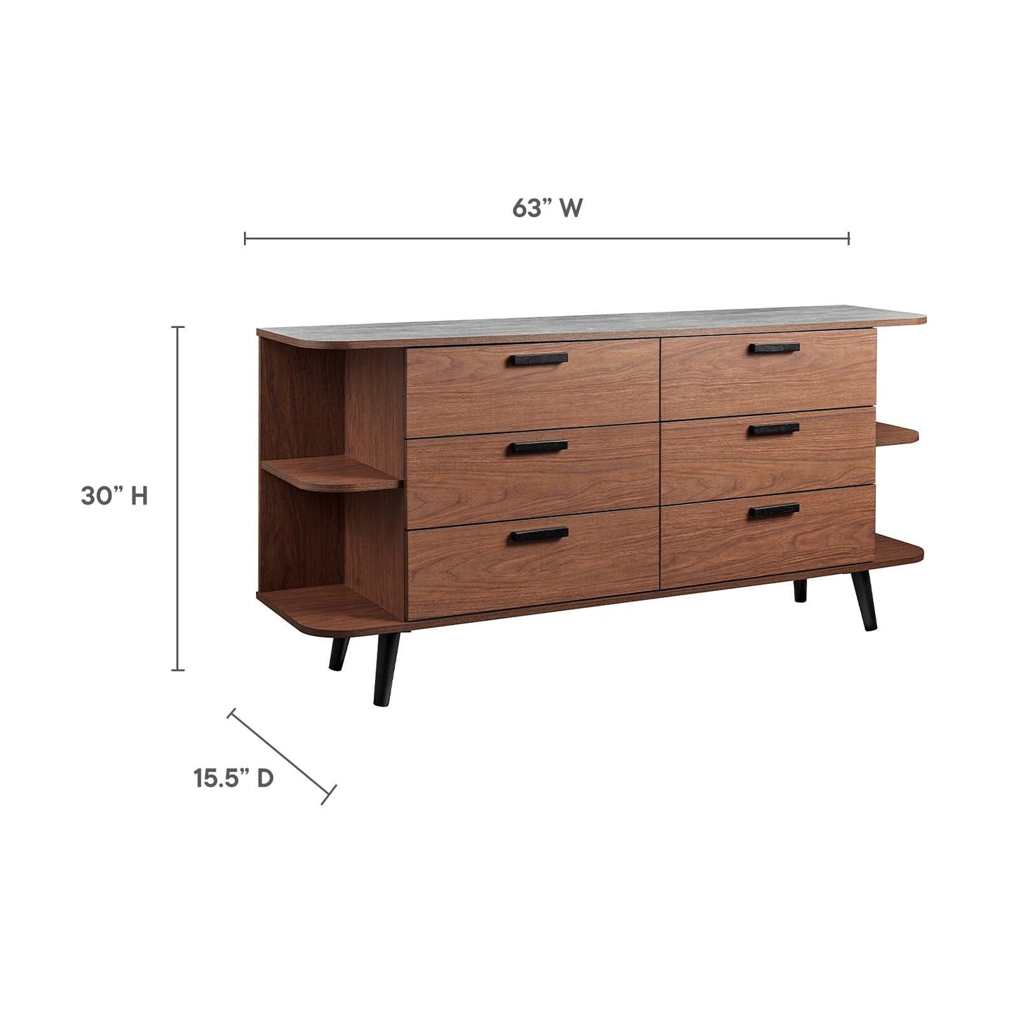 Langston Open Display Storage Sideboard Walnut Gray EEI-6281-WAL-GRY