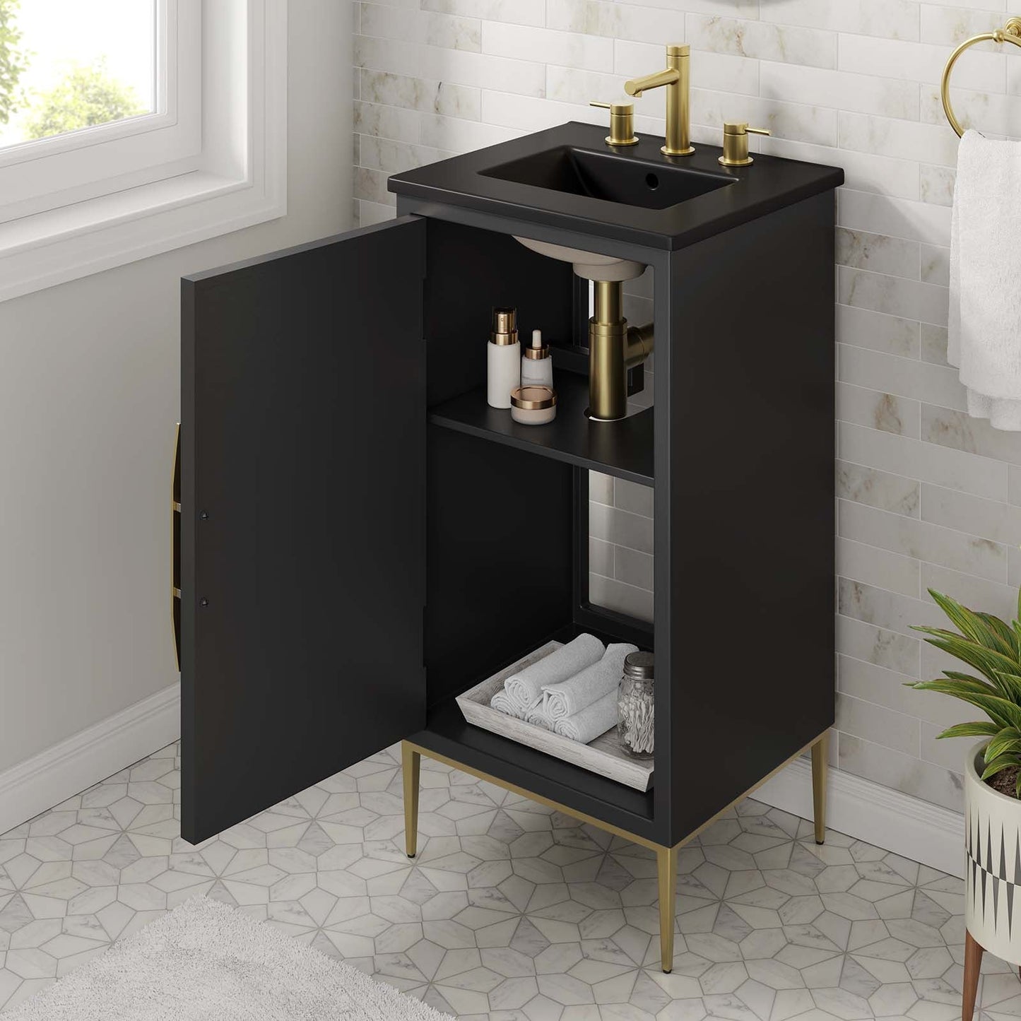 Awaken 18" Bathroom Vanity Black Black EEI-6287-BLK-BLK