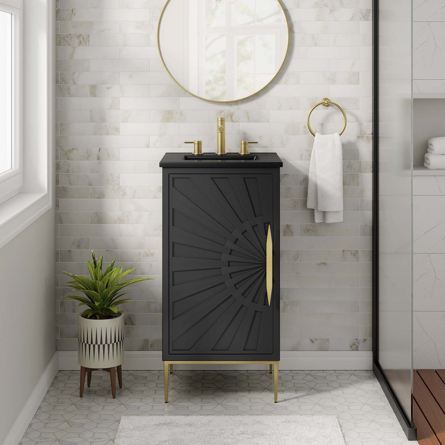 Awaken 18" Bathroom Vanity Black Black EEI-6287-BLK-BLK