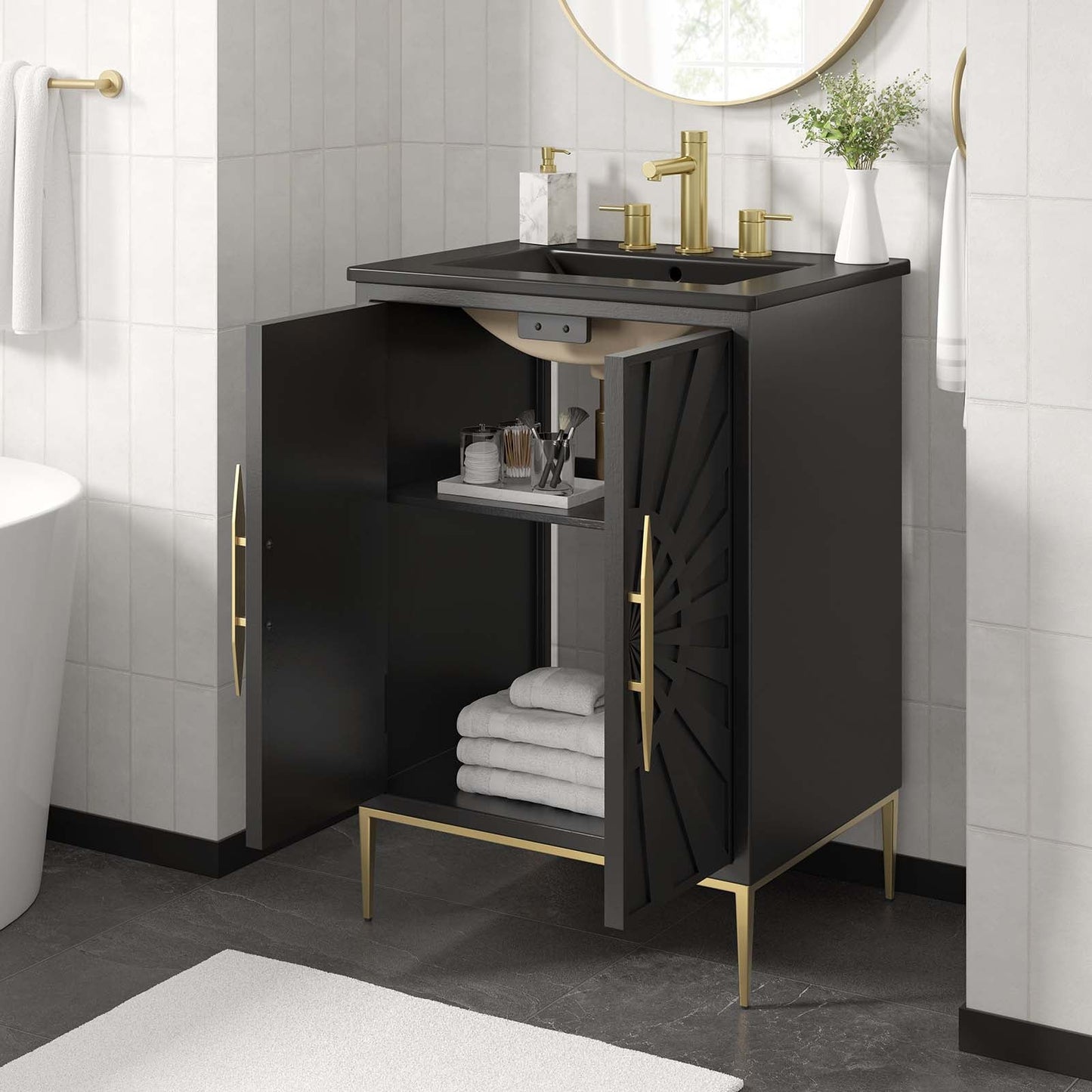 Awaken 24" Bathroom Vanity Black Black EEI-6291-BLK-BLK