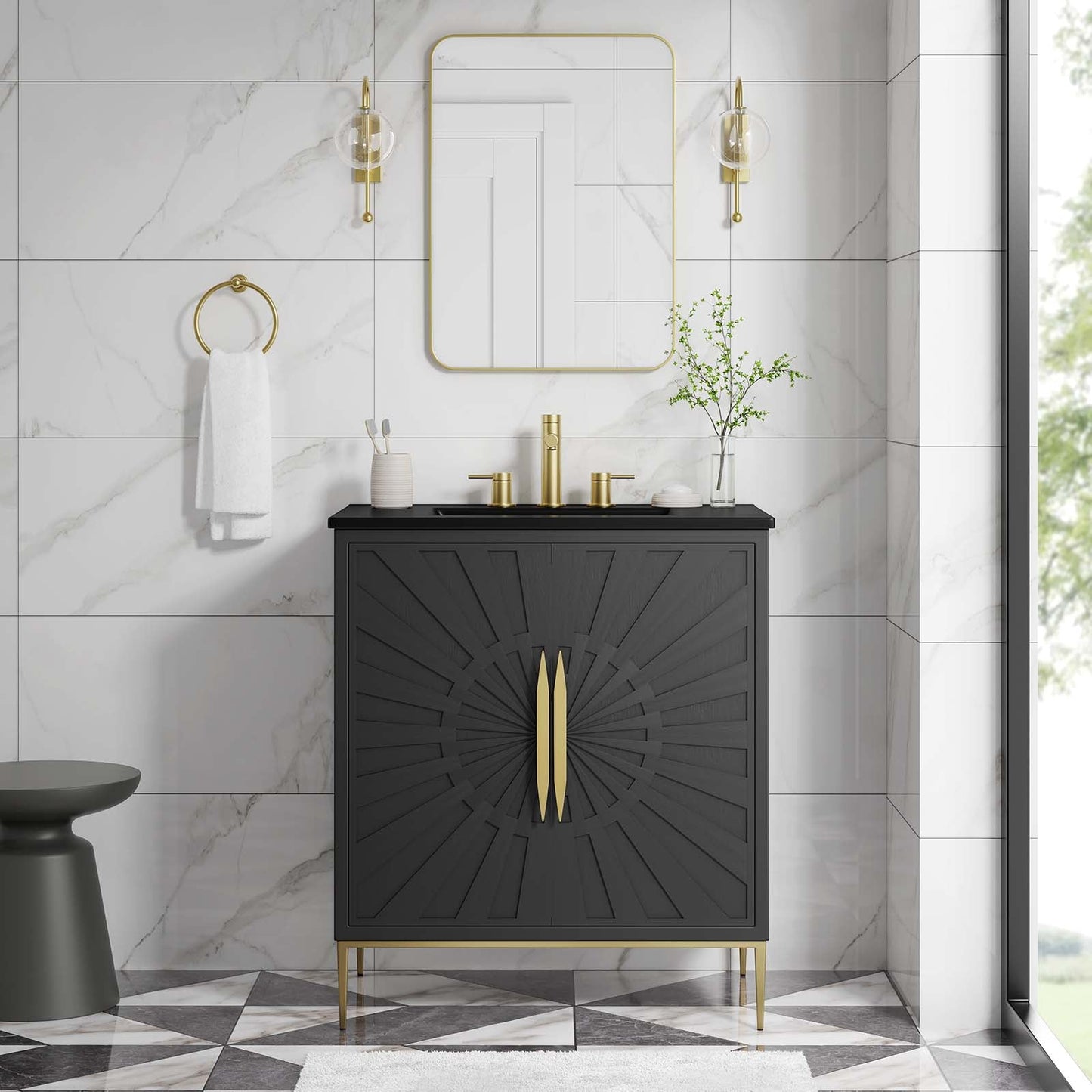 Awaken 30" Bathroom Vanity Black Black EEI-6295-BLK-BLK