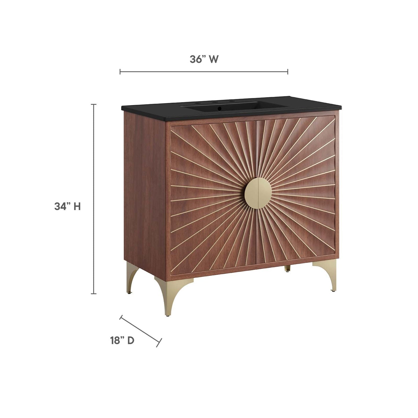 Daylight 36" Bathroom Vanity Black Walnut EEI-6300-BLK-WAL