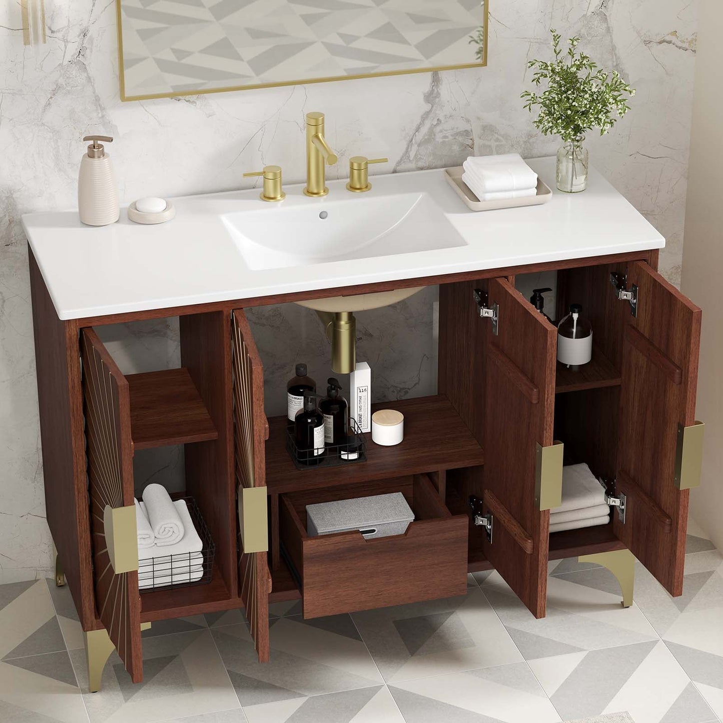 Daylight 48" Bathroom Vanity White Walnut EEI-6302-WHI-WAL