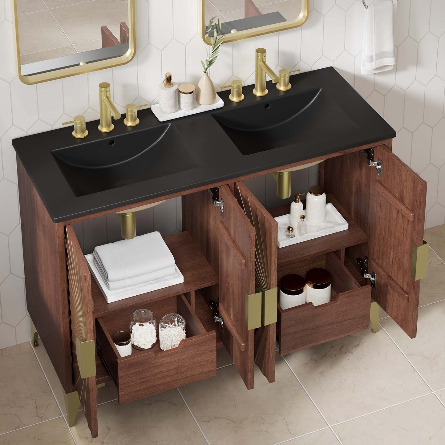 Daylight 48" Double Sink Bathroom Vanity Black Walnut EEI-6308-BLK-WAL