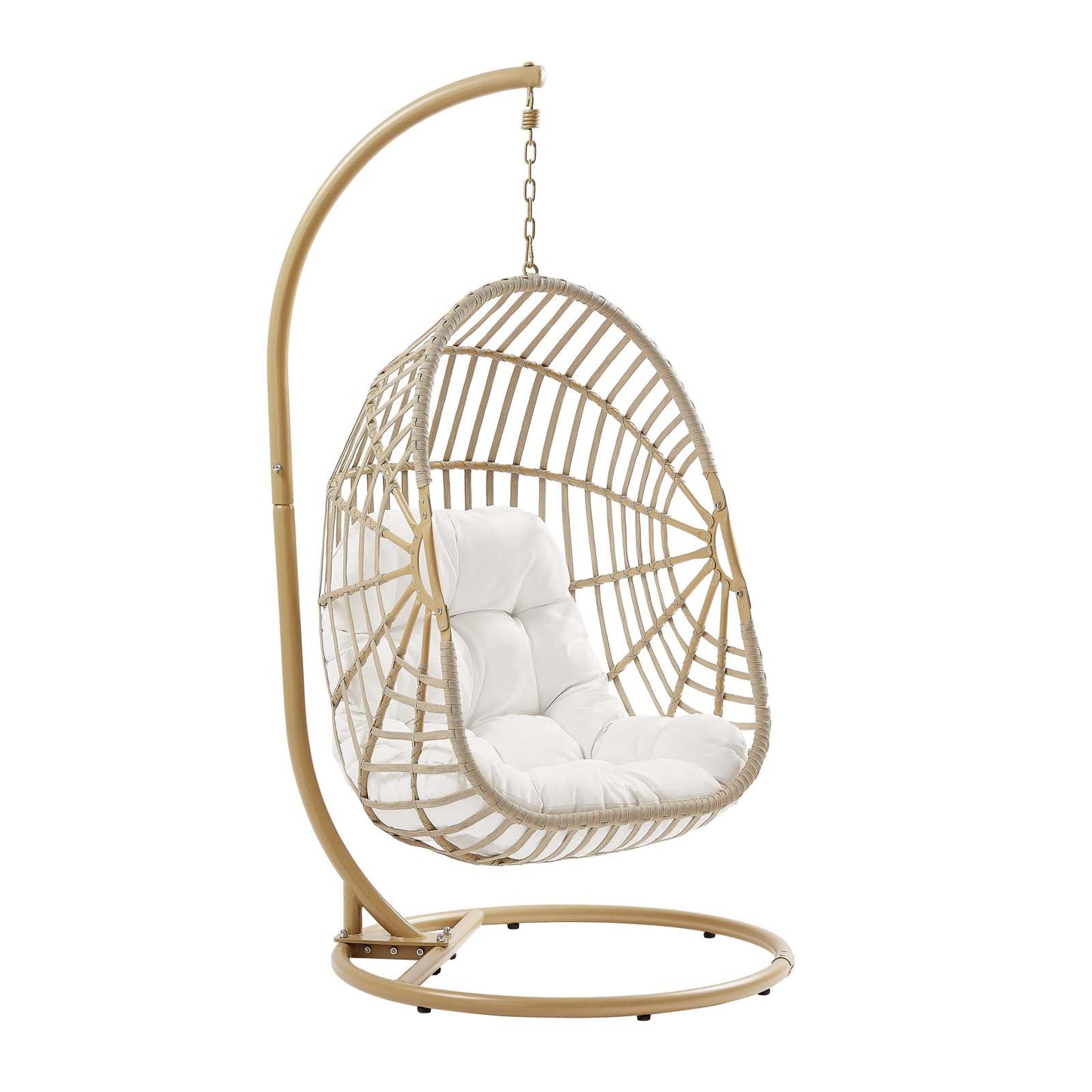 Amalie Wicker Rattan Outdoor Patio Rattan Swing Chair Natural White EEI-6337-NAT-WHI