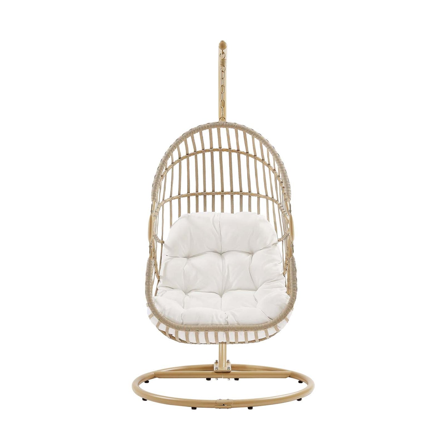 Amalie Wicker Rattan Outdoor Patio Rattan Swing Chair Natural White EEI-6337-NAT-WHI