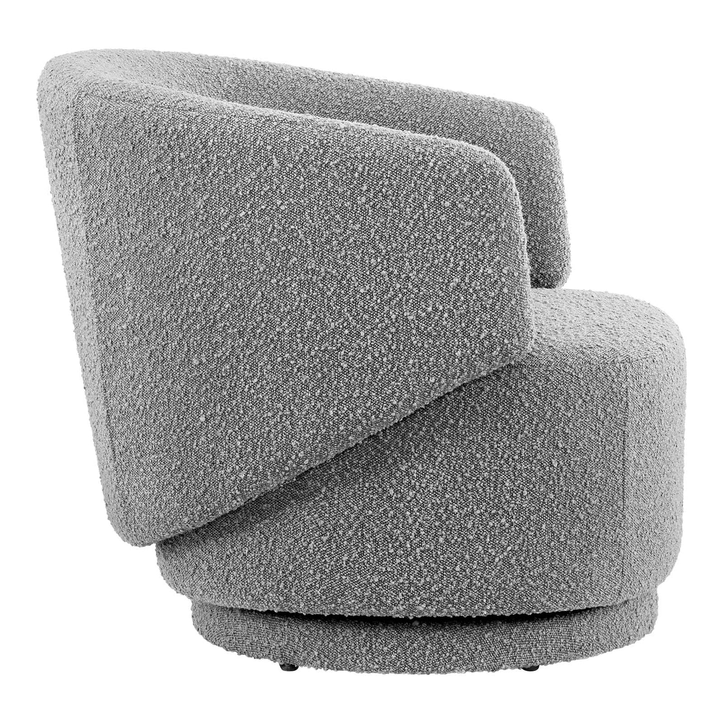 Celestia Boucle Fabric Fabric and Wood Swivel Chair Light Gray EEI-6357-LGR