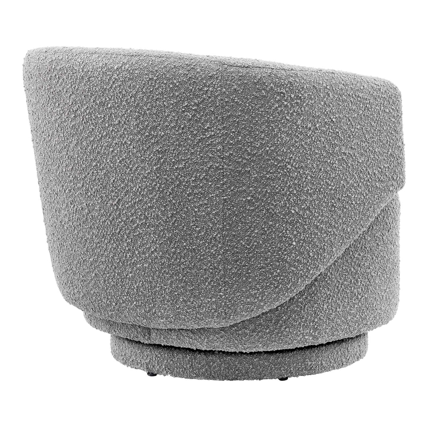 Celestia Boucle Fabric Fabric and Wood Swivel Chair Light Gray EEI-6357-LGR