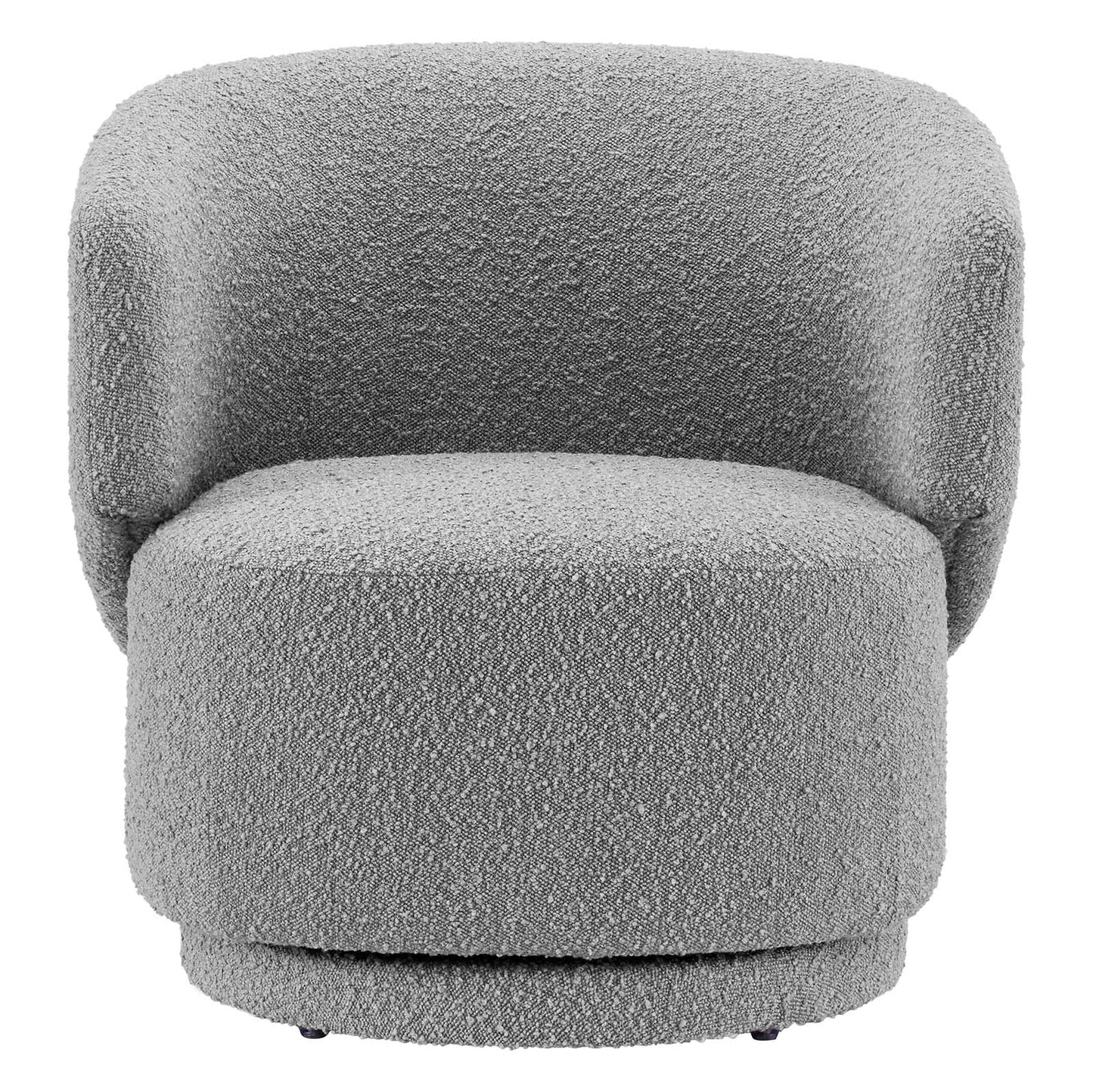 Celestia Boucle Fabric Fabric and Wood Swivel Chair Light Gray EEI-6357-LGR