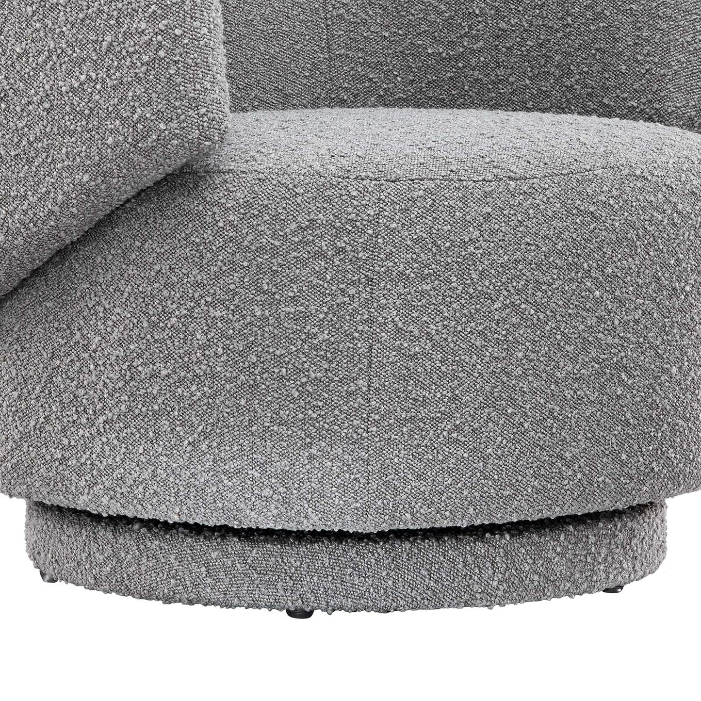 Celestia Boucle Fabric Fabric and Wood Swivel Chair Light Gray EEI-6357-LGR