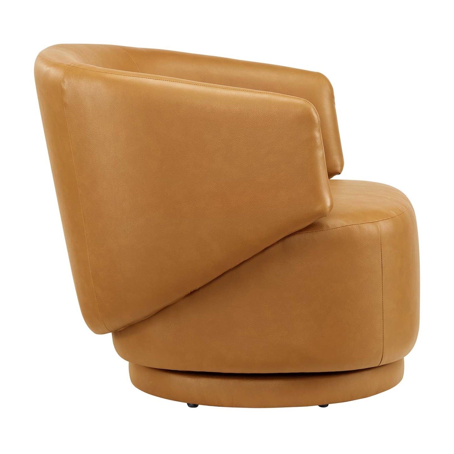 Celestia Vegan Leather Fabric and Wood Swivel Chair Tan EEI-6358-TAN