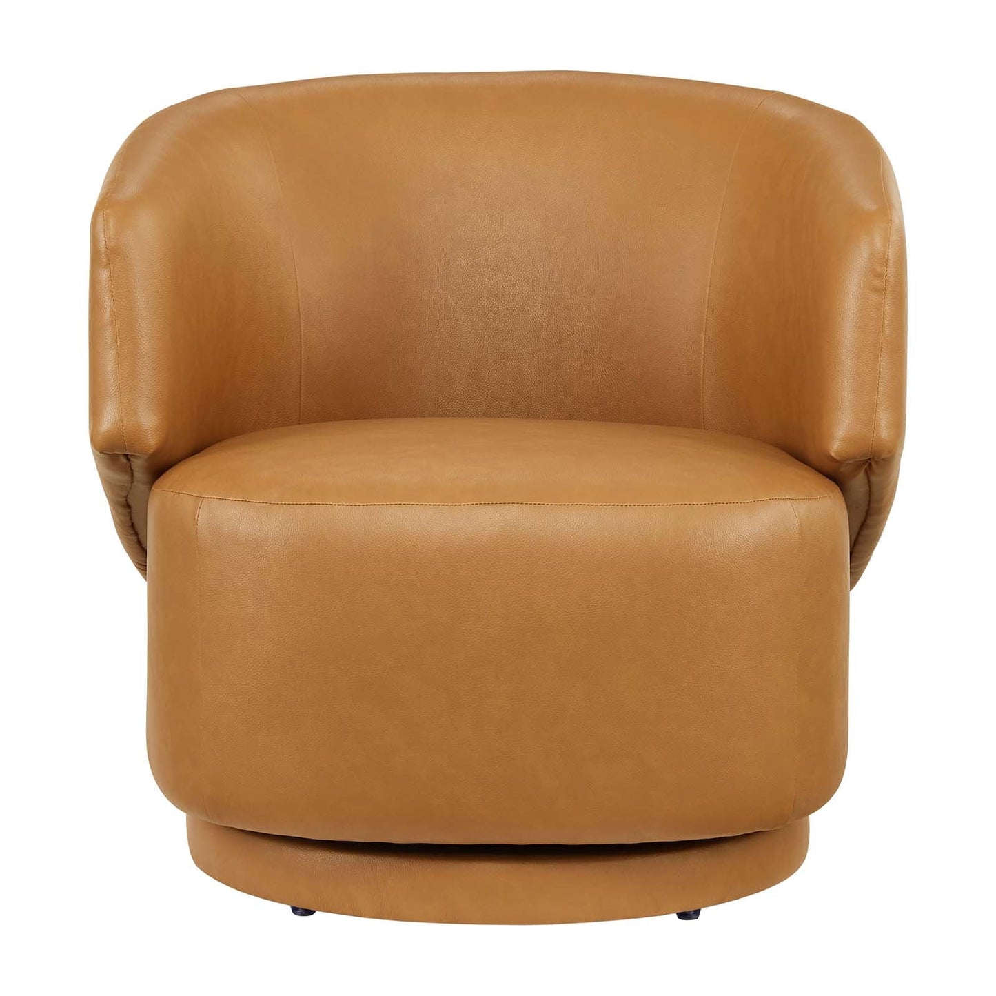 Celestia Vegan Leather Fabric and Wood Swivel Chair Tan EEI-6358-TAN