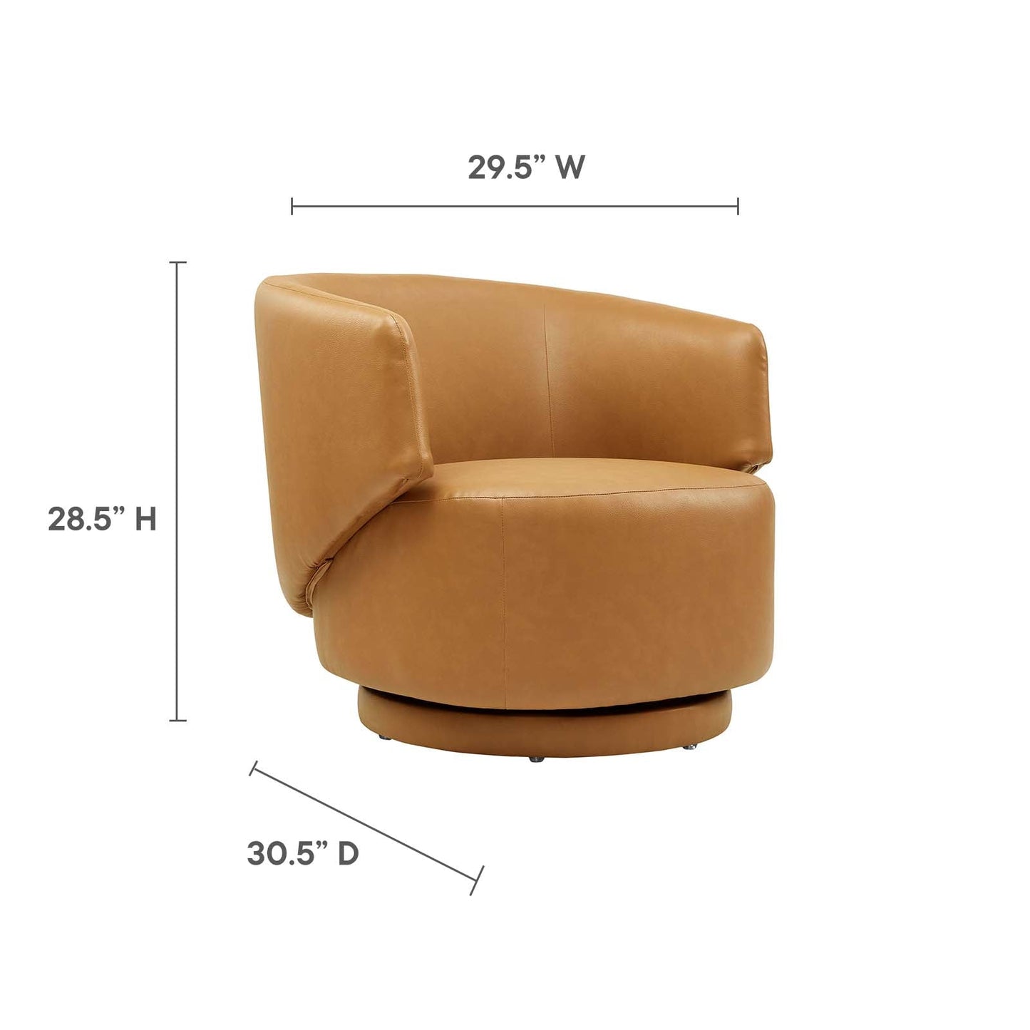 Celestia Vegan Leather Fabric and Wood Swivel Chair Tan EEI-6358-TAN