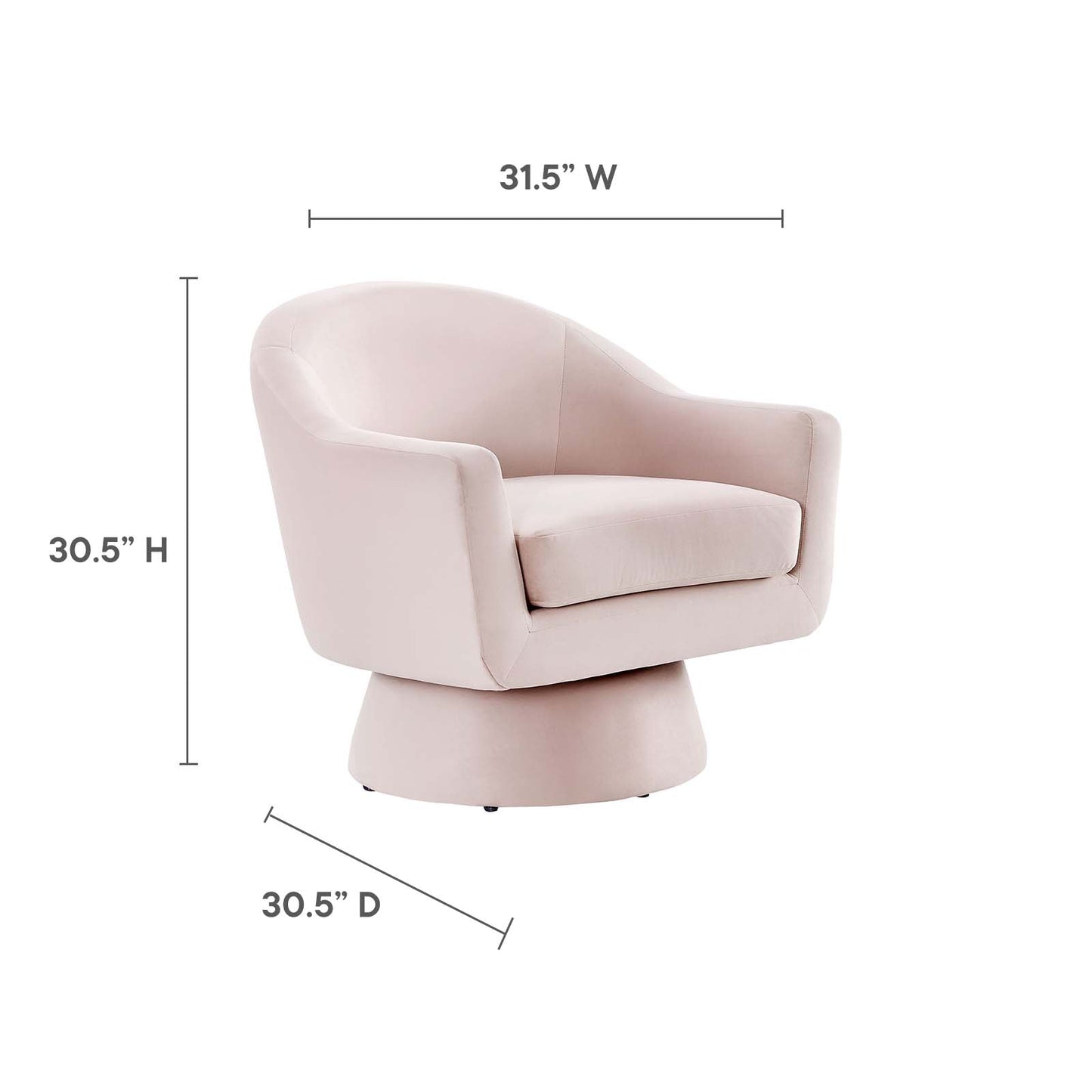 Astral Performance Velvet Fabric and Wood Swivel Chair Pink EEI-6360-PNK