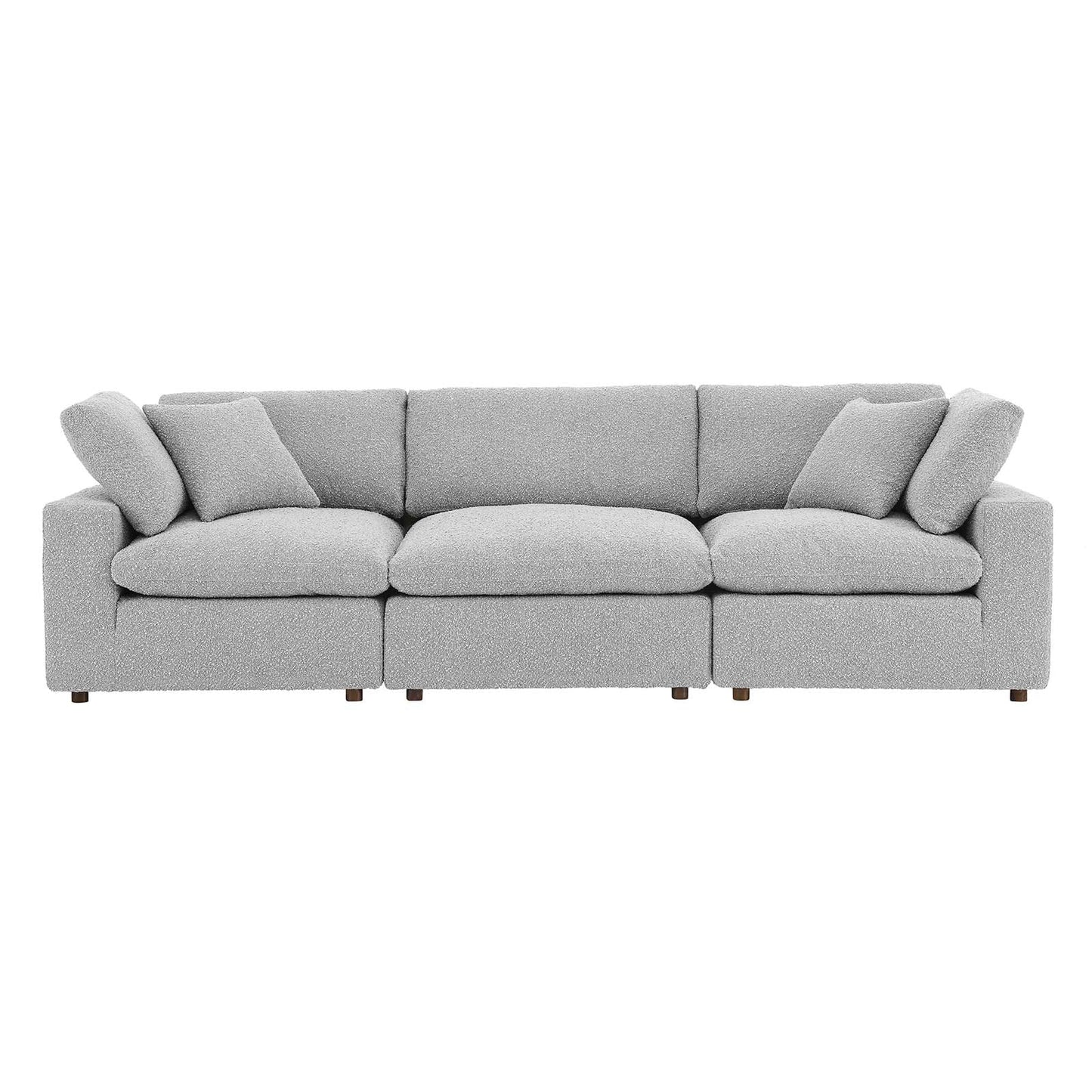 Commix Down Filled Overstuffed Boucle Fabric 3-Seater Sofa Light Gray EEI-6362-LGR