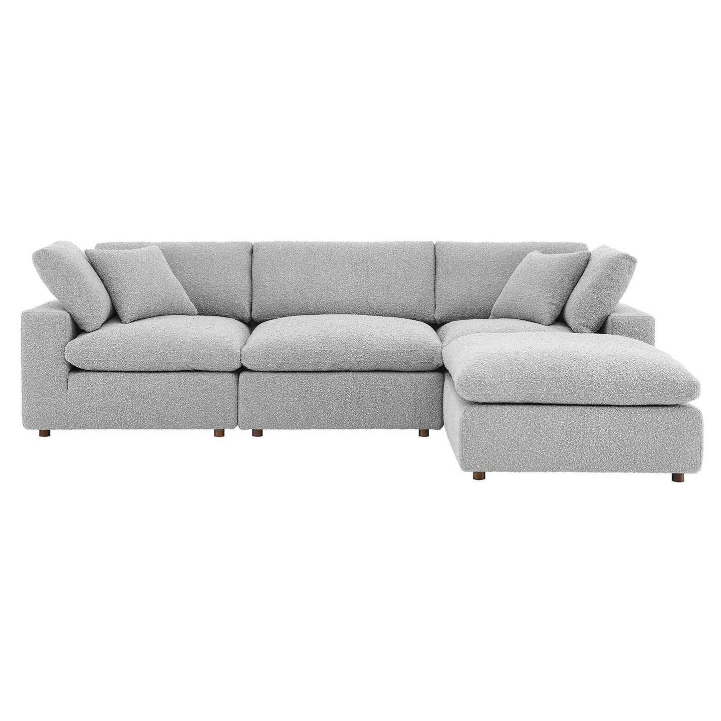 Commix Down Filled Overstuffed Boucle Fabric 4-Piece Sectional Sofa Light Gray EEI-6363-LGR