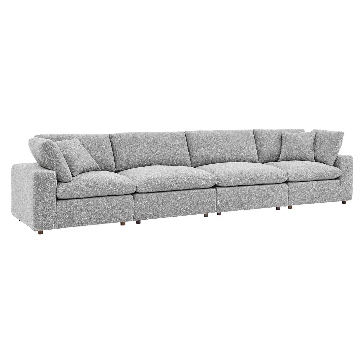 Commix Down Filled Overstuffed Boucle Fabric 4-Seater Sofa Light Gray EEI-6364-LGR